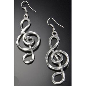 Handcrafted Silver Treble Clef Earrings